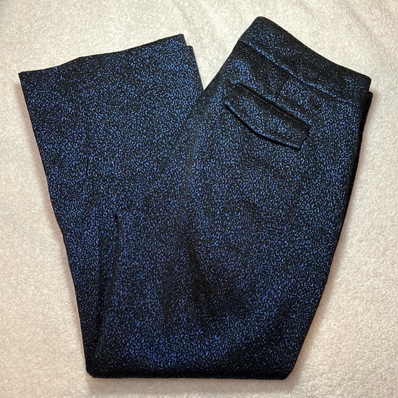 J Crew blue metallic leopard print pants